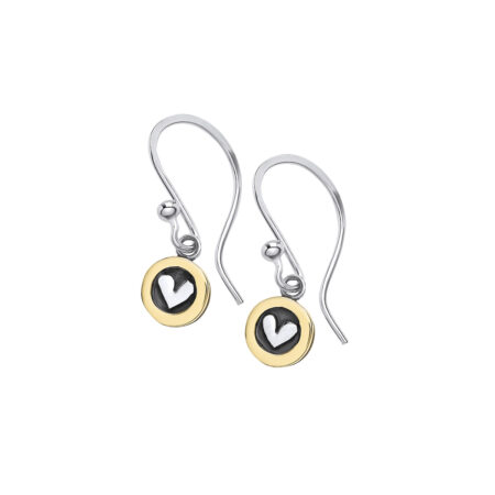 Silver Heart Earrings with Gold Surround - DM5Y