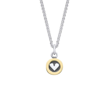 Silver Heart Necklace with Gold Surround - EM5Y New