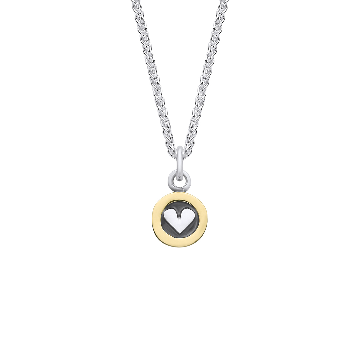 Silver Heart Necklace with Gold Surround - EM5Y New