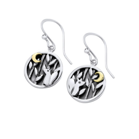 Felix the fox drop earrings, moon and woodland