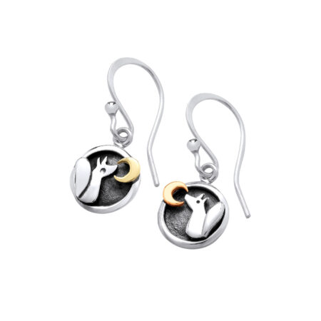 Felix the fox drop earrings with gold moon