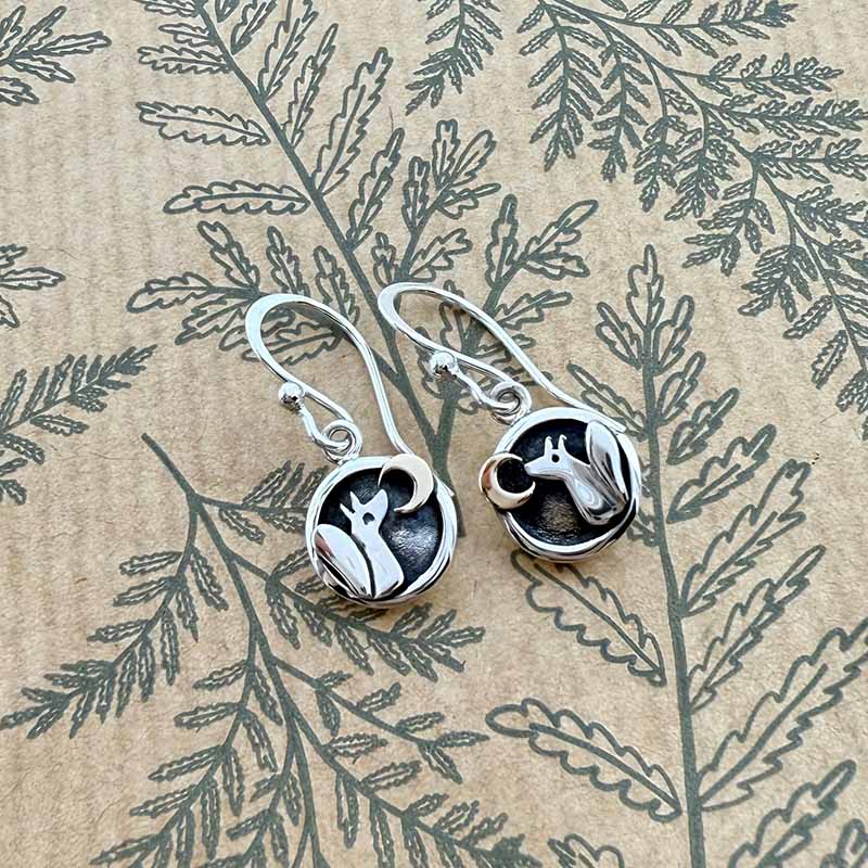 Fox and Moon Earrings - DTFS - Image 2