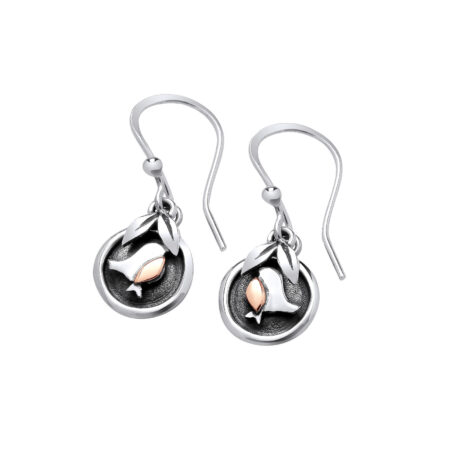 Robin drop earrings with leaves
