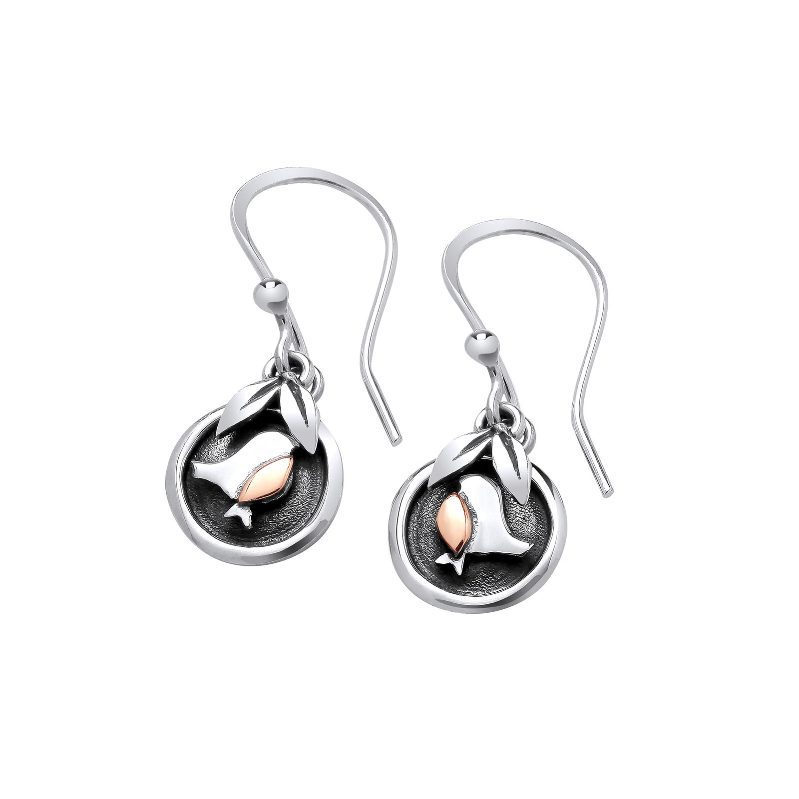 Robin drop earrings with leaves