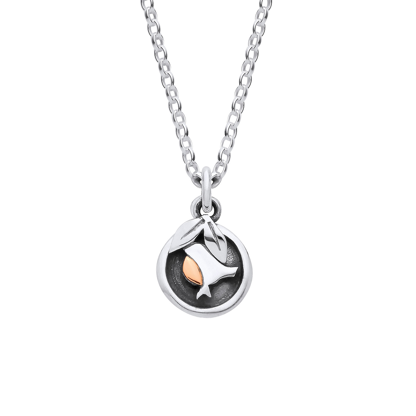 Robin necklace with leaves
