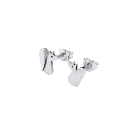 Silver fox stud earrings