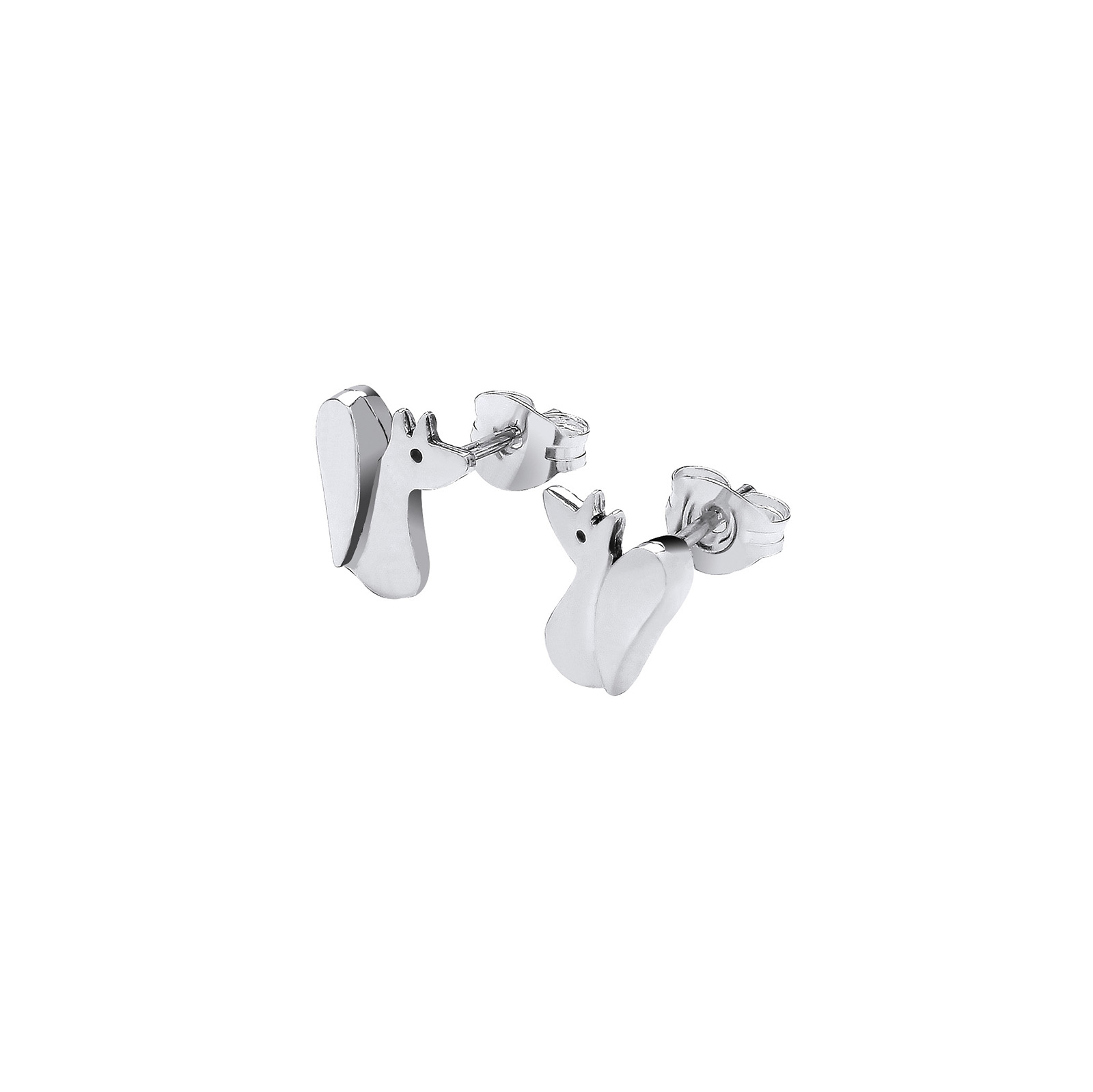 Silver fox stud earrings