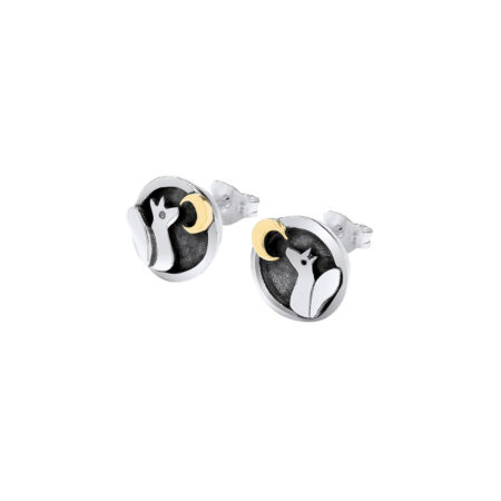 Felix the fox stud earrings with gold moon