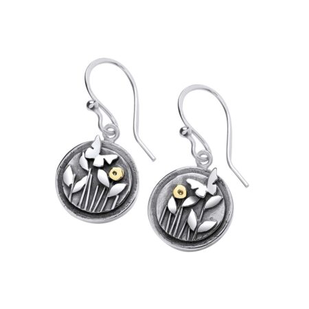Butterfly and Meadow Silver Drop Earrings - DMD2
