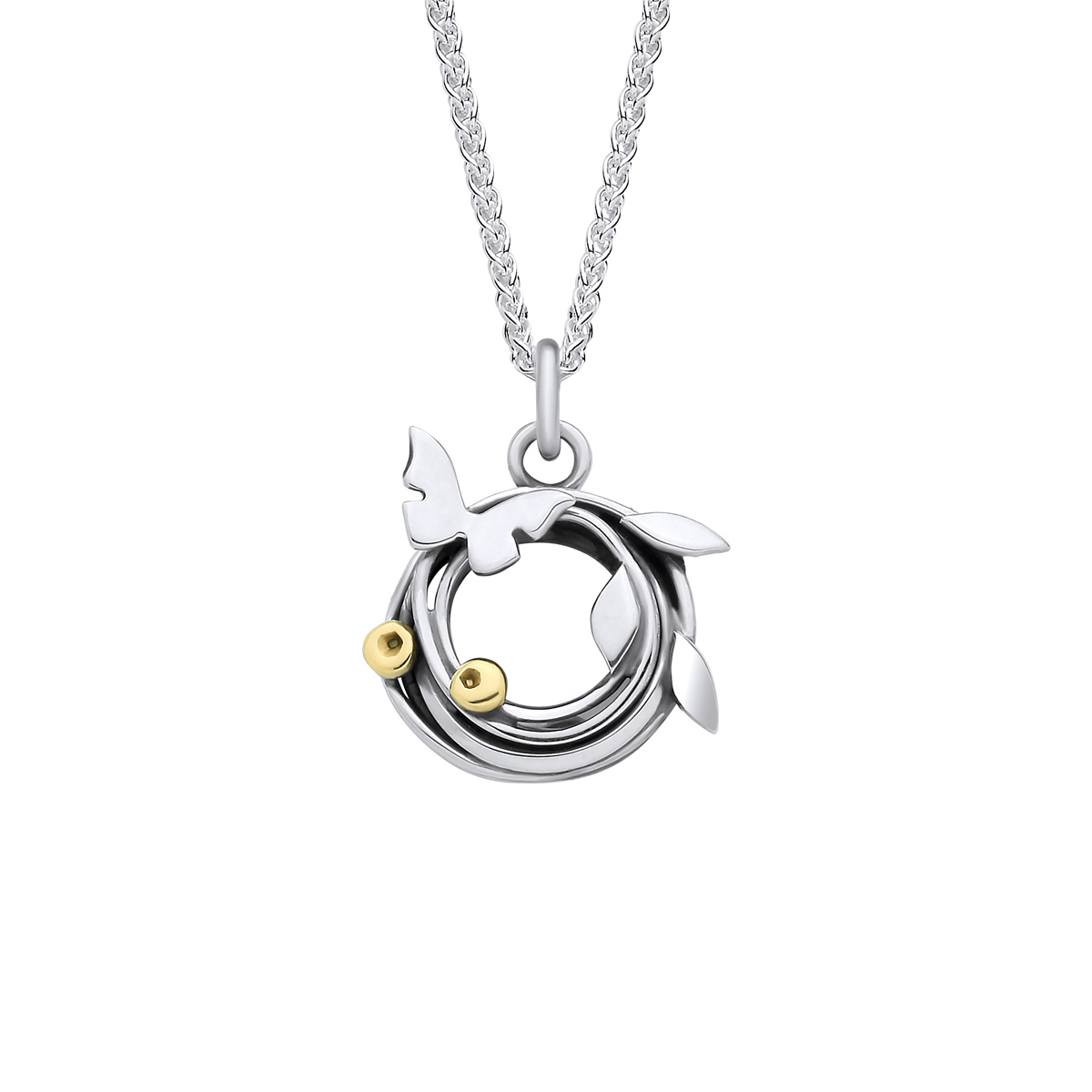 Butterfly and Meadow Woven Silver Necklace - EMD1S