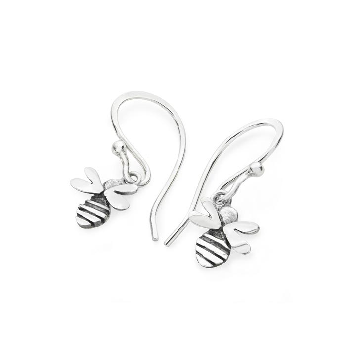 Silver Bee Drop Earrings - DBUNS