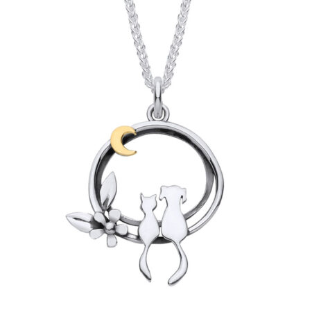 Cat and Dog Moonlight Friends Necklace - EBFR2
