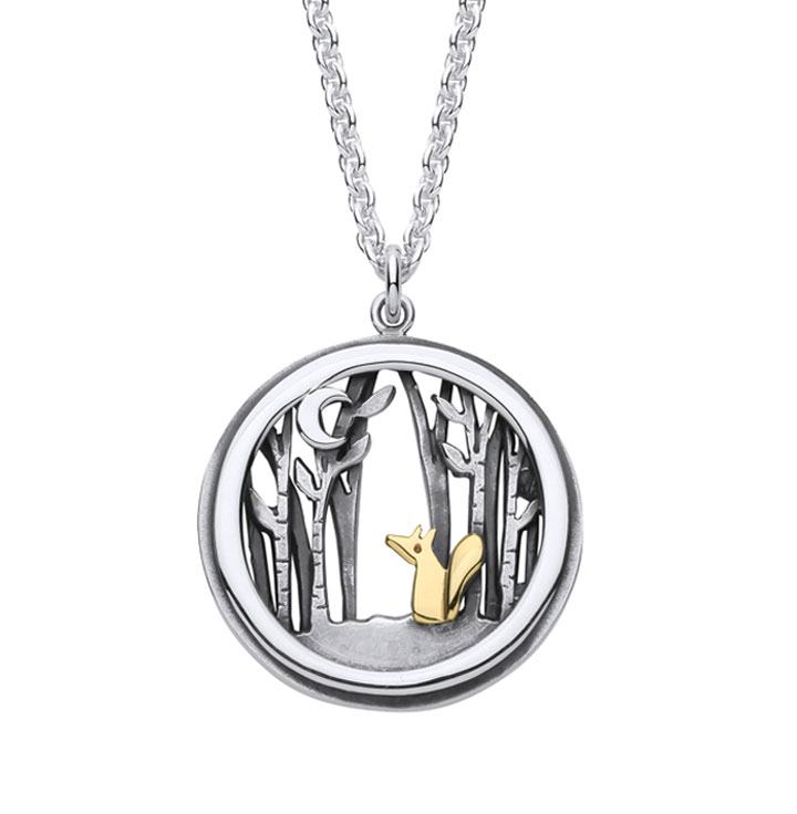 Fox and Moon Woodland Necklace - EFOX2