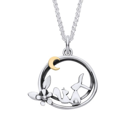 Hare and Squirrel Moonlight Friends Necklace - ESQ2